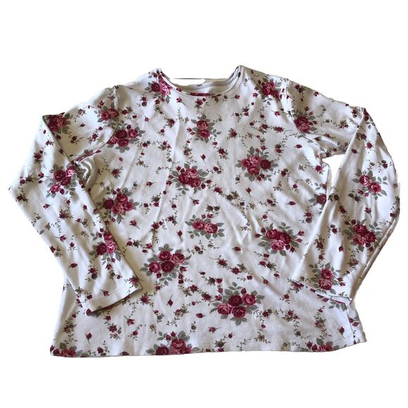 White Stag Tee Women’s Long Sleeve Roses Floral Size Medium - Picture 1 of 11